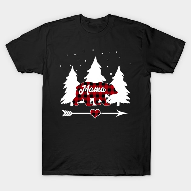 Mama Bear Buffalo Plaid Christmas Matching Family Pajama T-Shirt by Soema